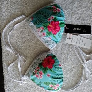 Floral/lace triangle bikini top